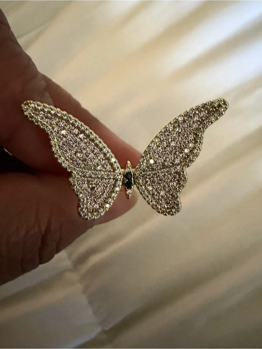 Gold Butterfly Crystal Brooch - Sparkling Gold Tone Accent
